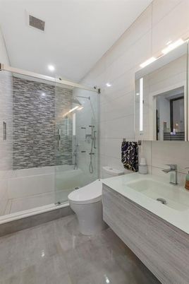 Bathroom, Glass Shower, Interior, Recessed Lighting