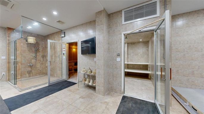 Bathroom, Glass Shower, Interior, Recessed Lighting