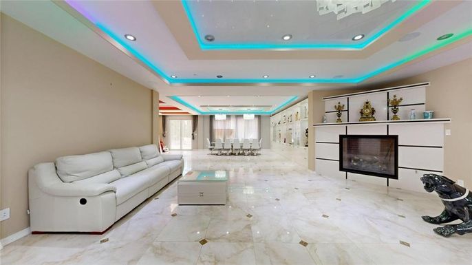 Interior, Living room, Marble, Recessed Lighting