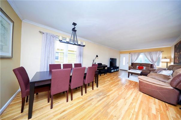 Dining room, Interior, Living room, Pendant Lights, Wood Texture Flooring