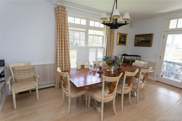 Chandelier, Dining room, Interior, Wood Texture Flooring