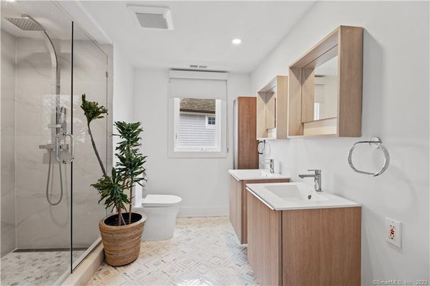 Bathroom, Glass Shower, Interior, Recessed Lighting