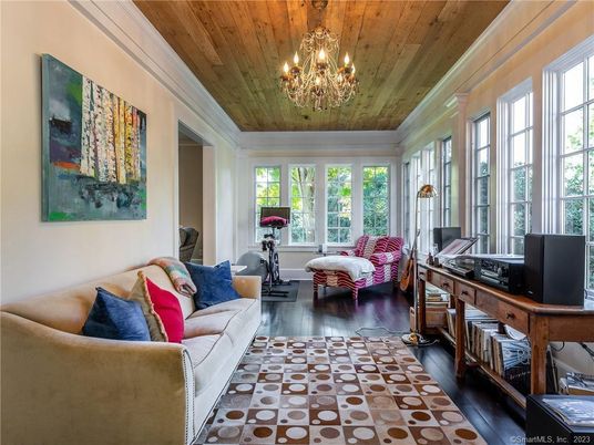 Chandelier, Home Office, Interior, Living room, Wooden Ceilings, Wood Texture Flooring