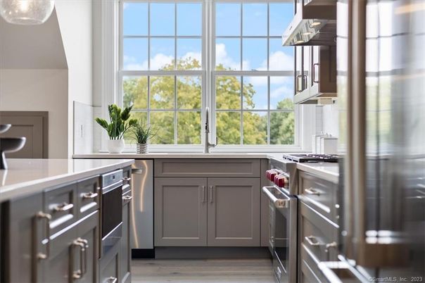 Interior, Kitchen, Stainless Steel Appliances, Wood Texture Flooring