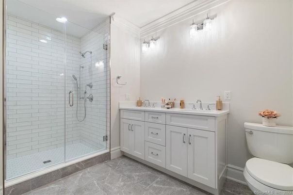 Bathroom, Glass Shower, Interior, Recessed Lighting