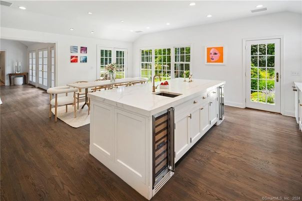 Dining room, Interior, Kitchen, Recessed Lighting, Wood Texture Flooring