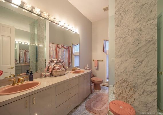 Bathroom, Dual Sink Vanities, Interior, Marble Walls
