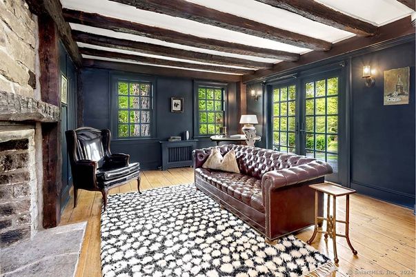 Interior, Stone Walls, Wooden Beams, Wood Texture Flooring