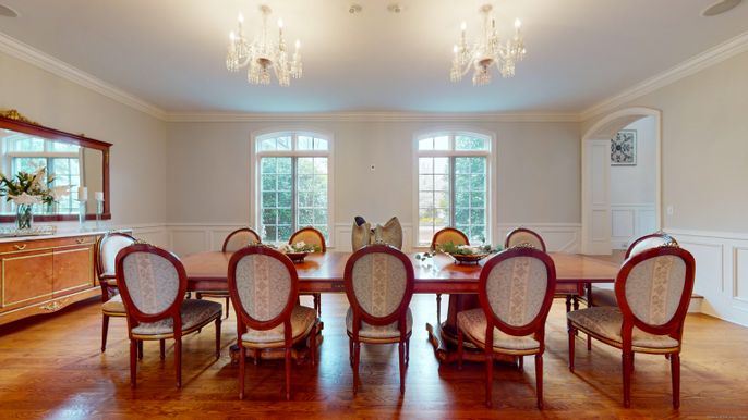 Chandelier, Dining room, Interior, Wood Texture Flooring