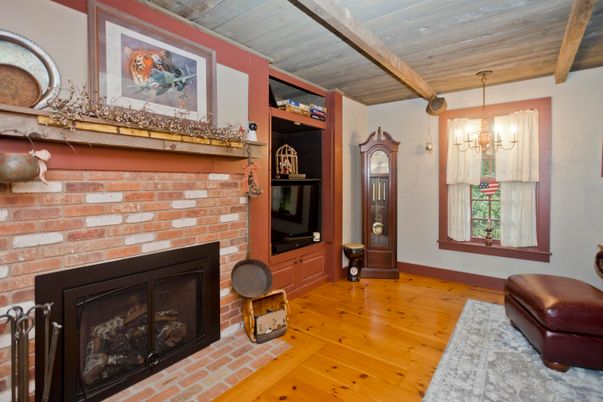 Chandelier, Fireplace, Interior, Stone Walls, Wooden Beams, Wooden Ceilings, Wood Texture Flooring