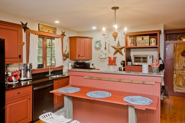 Chandelier, Interior, Kitchen, Recessed Lighting, Stainless Steel Appliances, Wood Texture Flooring