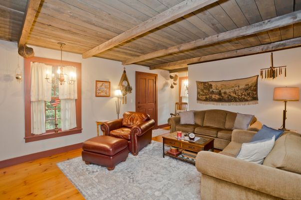 Interior, Living room, Pendant Lights, Wooden Beams, Wooden Ceilings, Wood Texture Flooring