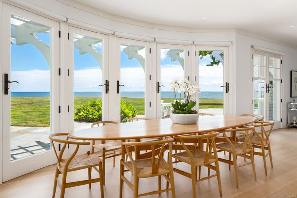 Dining room, Interior, Recessed Lighting, Water, Wood Texture Flooring
