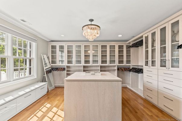 Chandelier, Interior, Recessed Lighting, Walk-in Closets, Wood Texture Flooring