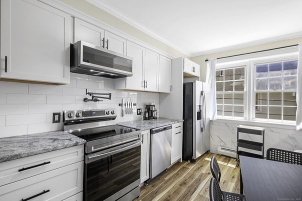 Interior, Kitchen, Stainless Steel Appliances, Wood Texture Flooring
