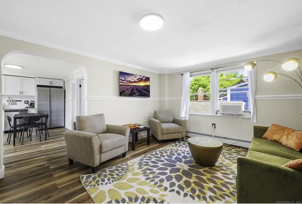 Dining room, Interior, Kitchen, Living room, Stainless Steel Appliances, Wood Texture Flooring