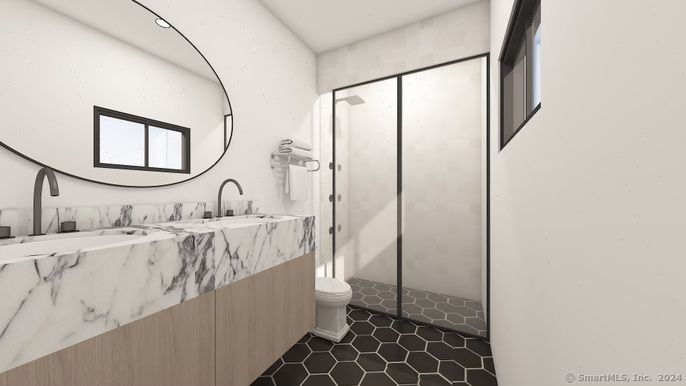 Bathroom, Glass Shower, Interior, Recessed Lighting