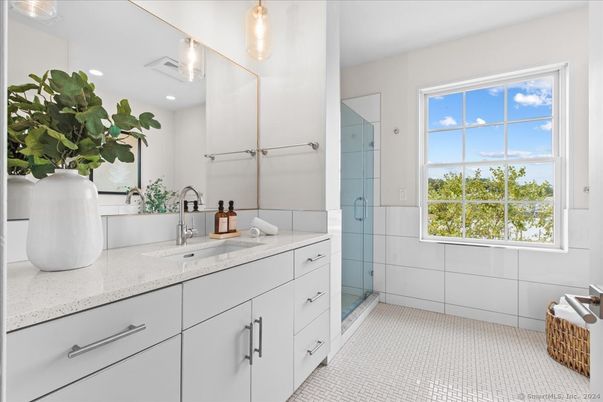 Bathroom, Dual Sink Vanities, Glass Shower, Interior, Recessed Lighting