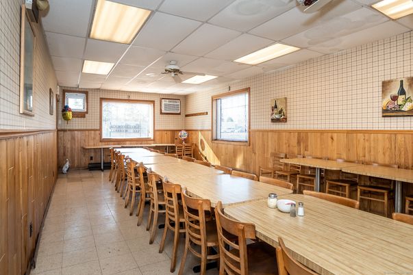 Dining room, Interior, Recessed Lighting, Wooden Walls