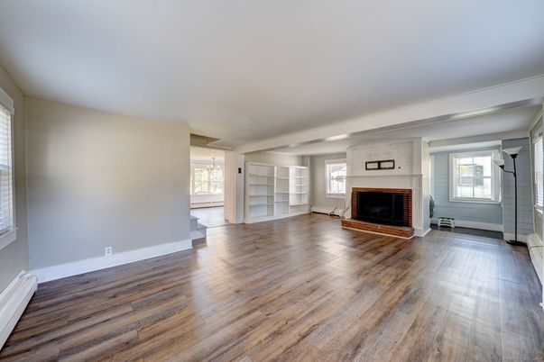 Empty room, Fireplace, Interior, Wood Texture Flooring