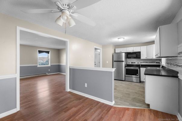 Interior, Kitchen, Stainless Steel Appliances, Wood Texture Flooring