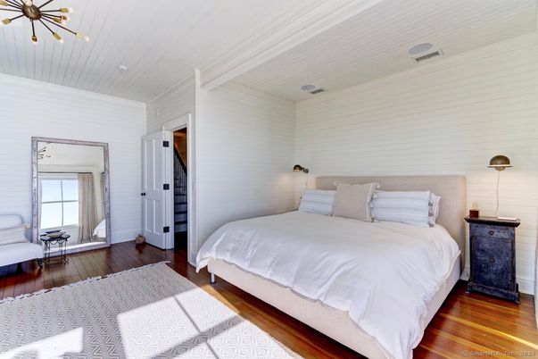 Bedroom, Interior, Pendant Lights, Wood Texture Flooring