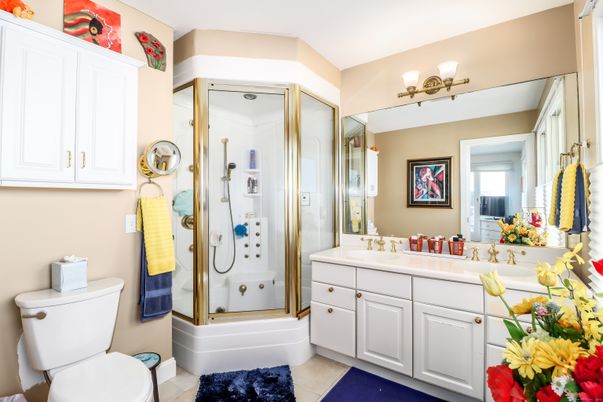 Bathroom, Glass Shower, Interior, Tile Countertops