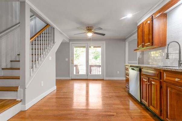 Interior, Kitchen, Recessed Lighting, Wood Texture Flooring