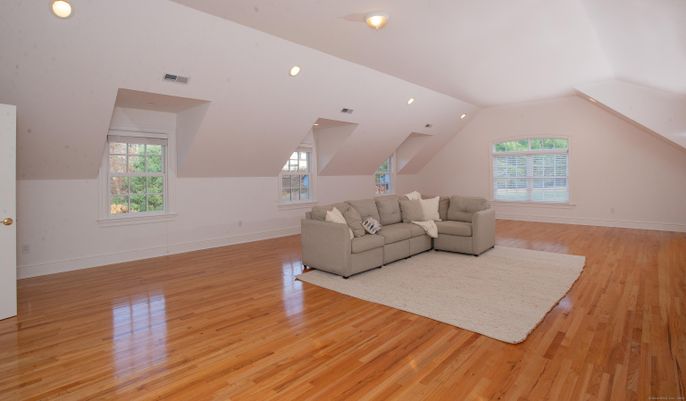 Empty room, Interior, Living room, Recessed Lighting, Wood Texture Flooring