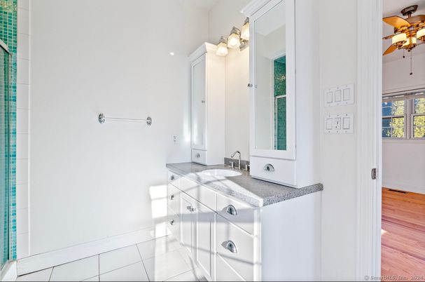 Bathroom, Interior, Tile Countertops, Wood Texture Flooring
