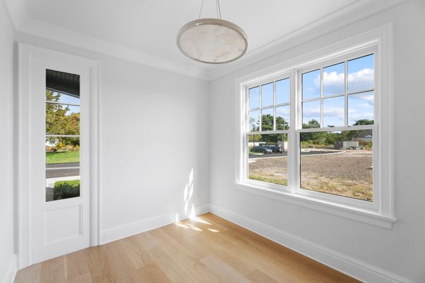 Empty room, Interior, Pendant Lights, Wood Texture Flooring