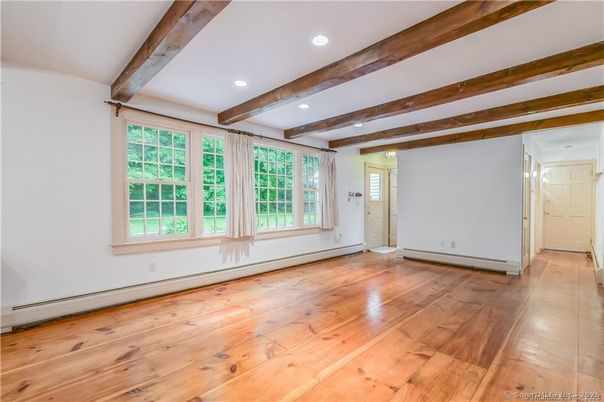 Empty room, Interior, Recessed Lighting, Wooden Beams, Wood Texture Flooring