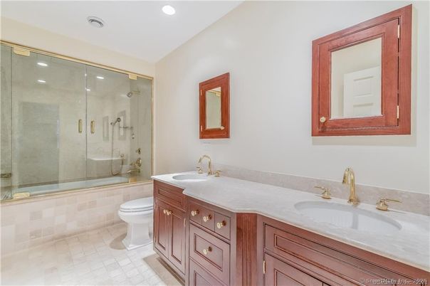 Bathroom, Dual Sink Vanities, Glass Shower, Interior, Recessed Lighting