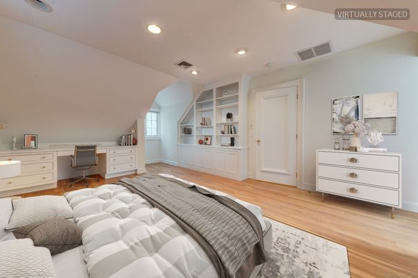 Bedroom, Home Office, Interior, Recessed Lighting, Wood Texture Flooring