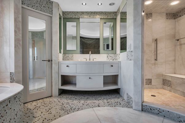 Bathroom, Dual Sink Vanities, Glass Shower, Interior, Recessed Lighting