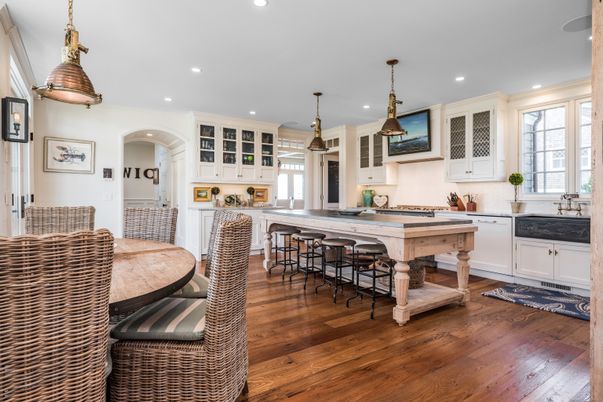 Interior, Kitchen, Pendant Lights, Recessed Lighting, Wood Texture Flooring