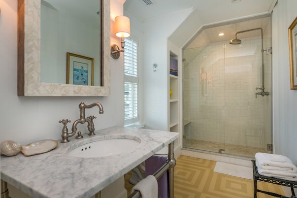 Bathroom, Glass Shower, Interior, Recessed Lighting