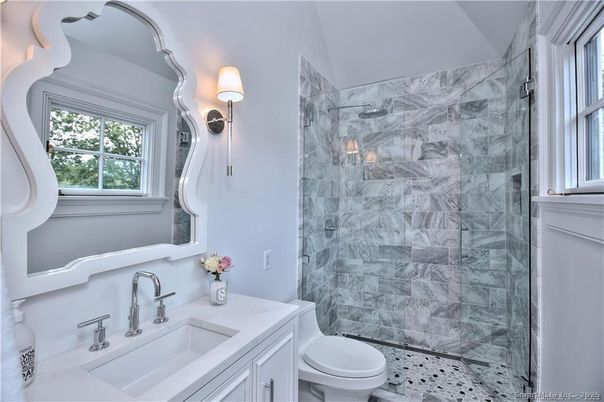 Bathroom, Glass Shower, Interior, Marble Walls