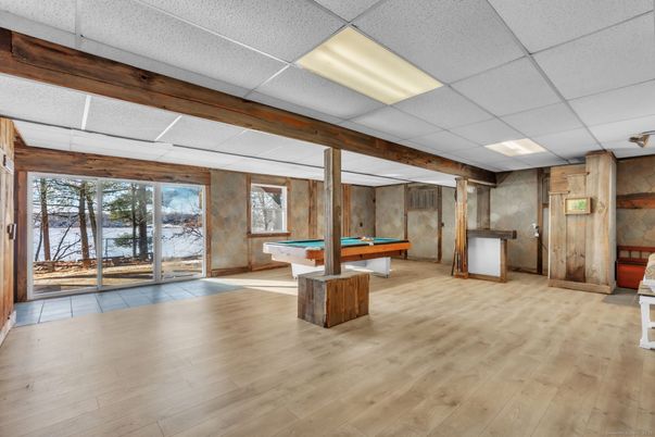 Billiard Table, Game Room, Interior, Wood Texture Flooring