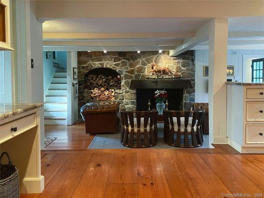 Interior, Stone Walls, Wood Texture Flooring