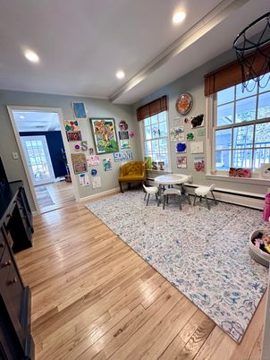 Dining room, Interior, Recessed Lighting, Wood Texture Flooring