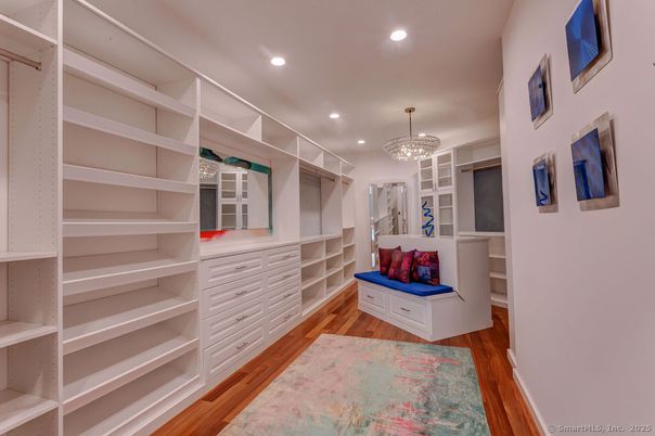Chandelier, Interior, Recessed Lighting, Walk-in Closets, Wood Texture Flooring