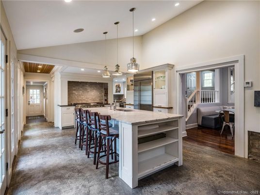 Interior, Kitchen, Pendant Lights, Recessed Lighting, Wood Texture Flooring