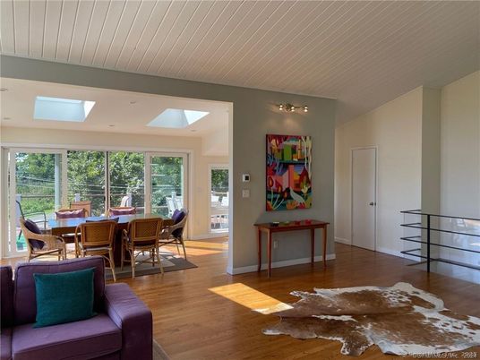 Dining room, Interior, Recessed Lighting, Wood Texture Flooring