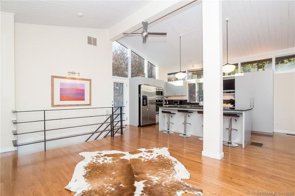 Interior, Kitchen, Pendant Lights, Stainless Steel Appliances, Wood Texture Flooring