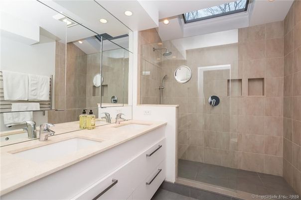 Bathroom, Dual Sink Vanities, Glass Shower, Interior, Recessed Lighting