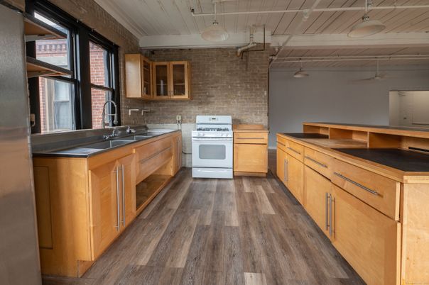 Interior, Kitchen, Stone Walls, Wood Texture Flooring