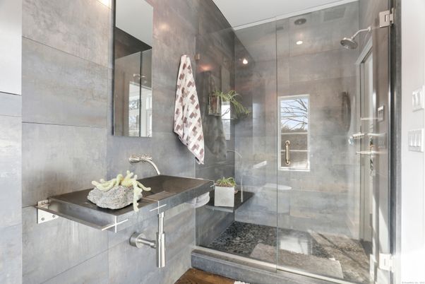 Bathroom, Glass Shower, Interior, Recessed Lighting