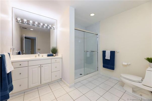 Bathroom, Glass Shower, Interior, Recessed Lighting