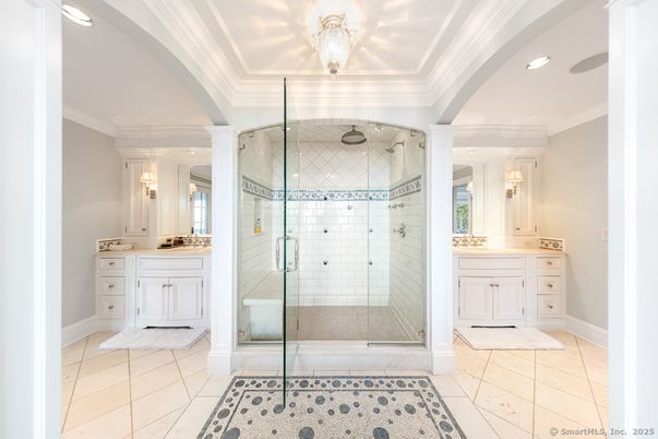 Bathroom, Glass Shower, Interior, Recessed Lighting